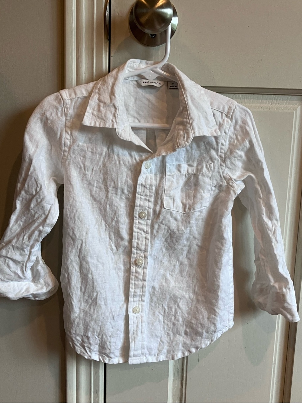 Janie and Jack White Linen-Blend Button Down Shirt